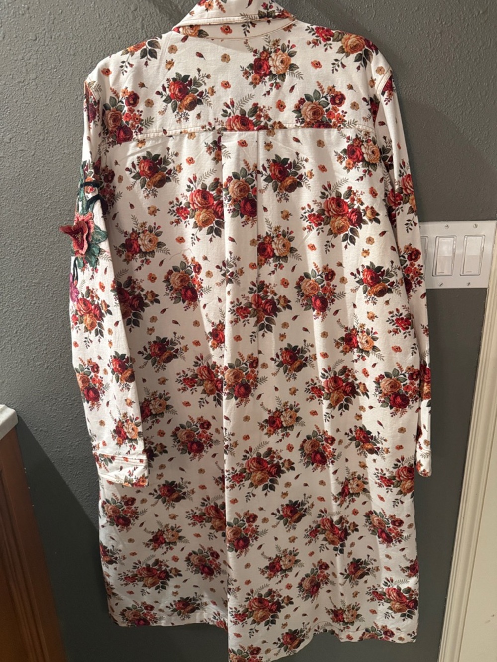 Floral Button-Up coat jacket  with Patch - Picture 2 of 4